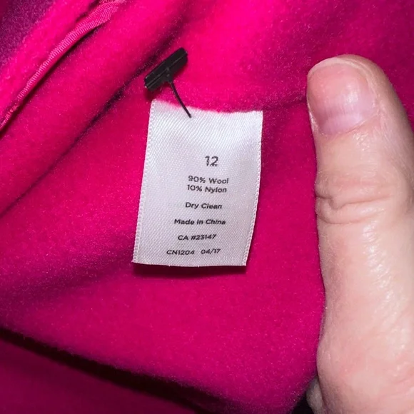 Talbots 🧥Jacket Size 12 Hot Pink Wool Blend Ruffle Collar Peplum Feminine, EUC - Picture 3 of 9